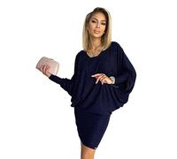 Numoco Fledermaus-Kleid Minikleid Cocktailkleid Partykleid Abendkleit Sommerkleid, dunkelblau mit Glitzer (DE/NL/SE/PL, Alphanumerisch, XXL, 3XL, Regular, Regular)