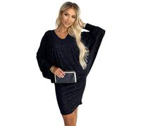 Numoco Fledermaus-Kleid Minikleid Cocktailkleid Partykleid Abendkleit Sommerkleid, schwarz mit Glitzer (DE/NL/SE/PL, Alphanumerisch, L, XL, Regular, Regular)