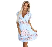 Numoco Minikleid Patrizia Cocktail Party-Kleid Sommerkleid Kleid blau mit Rosen