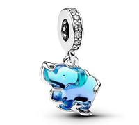 NUNUYAYA Damen Charm Anhänger für Armband 925 Sterling Silber Blue Murano Glass Elephant Dangle Charms Beads passend für Armband Halskette,Charm Anhänger für Europäischen Armbänder für Frauen Mädchen