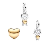NUNUYAYA Damen Charm Anhänger für Armband 925 Sterling Silber Love Heart Gold Boys Girls Air Balloon Dangle Charms Beads passend für Armband Halskette,Charm Anhänger Europäischen Armbänder