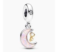 NUNUYAYA Damen Charm Anhänger für Armband 925 Sterling Silber Moon Key Dangle Charms Beads passend für Armband Halskette,Charm Anhänger für Europäischen Armbänder Frauen Mädchen