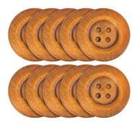NUOBESTY 10 Stück Runde Holzknöpfe 50mm mit 4 Löchern Breite Seitenknöpfe in Kaffee Farbe zum Nähen und Basteln von Selbstgemachten Kleidungsstücken