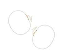 NUOBESTY 2 Stück Handgefertigte Choker Halskette aus Perlen, Weiß, Boho | Leichtes Schmuckstück für Hals, Minimalistischer Stil, für Dates und Festival Outfits