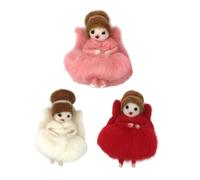 NUOBESTY 3 Stück Handgefertigte Wollfilz Schlüsselanhänger Mit Engel Mädchen Puppen 3D Filz Elfen Anhänger Für Weihnachtsbaumschmuck Und DIY Taschenzubehör