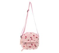 NUOBESTY Erdbeer Handytasche aus Cord, tragbare Umhängetasche für Damen, geeignet für Sommerreisen und Alltag, rosa Mini Tasche im Vintage Stil mit Erdbeerdetail