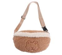 NUOBESTY Gürteltasche Teddyfell mit Bärenmuster Plüschige Mädchen Bauchtasche aus Weichem Plüsch und Metall Leichte Damen Bauchtasche für Reisen und Tagesausflüge