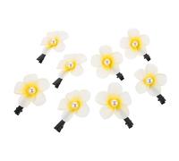 NUOBESTY Hawaiianische Plumeria Haarspangen 8 Stück Tropische Blumen Haarnadeln aus Zinklegierung und Kunststoff Kleines Weißes Frangipani Design für Strandparty und Sommer Accessoires
