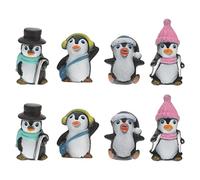 NUOBESTY Mini Pinguin Figur Tier Sammlung Spielset Zeichen Micro Landschaft Ornament DIY Schlüsselbund Anhänger für Bonsai Mini Garten 8 Stücke