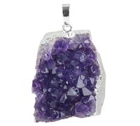 NUOBESTY Natürlicher Amethyst Anhänger Kristall Cluster Schmuck DIY Basteln Edelstein Anhänger für Halsketten Feng Shui Dekoration Leicht und Langlebig