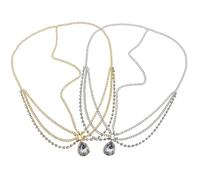 NUOBESTY Strass Haarkette 2 Stück Stirngeflochtenes Stirnband aus Legierung Kopfschmuck für Damen und Mädchen Geeignet für Festivals und Hochzeiten