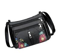 NUOBESTY Umhängetasche Damen aus schwarzem Kunstleder, leichte Satteltasche mit Reißverschluss, handliche Tasche für Mädchen und Frauen, perfekt für Shopping und Freizeit