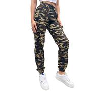Nuofengkudu Camouflage Hose Damen Harem Cargo Seitentaschen Jogginghose Gummizug Teenager Mädchen Joggpants Sweathose Sporthose Haremshose Bequeme Sport Hose Cargohose Jogahosen Freizeithose Grün S