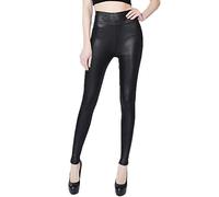 Nuofengkudu Damen High Waist Leder Leggings Große Größen Stretch Push up Lederleggins Comfort Seamless Lederhose Casual Tights Hosen Partei Festival(Schwarz,7XL)