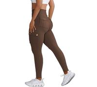 Nuofengkudu Damen Sport Cargo Leggings mit Taschen High Waist Stretch Cargohose Eng Hosen Push up Sportleggins Stretch Jeggings Gym Fitness Outdoor Workout Sporthose Y-Kaffee S
