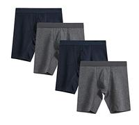 Nuofengkudu Herren 4 Pack Nahtlose Übergrößen Boxershorts Lange Bein Unterhose Elastisch Baumwolle Unterwäsche Hipster Retroshorts Atmungsaktiv Sport Alltag(2 Blau/2 Dunkelgrau,5XL)