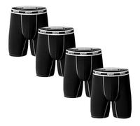 Nuofengkudu Herren Modal Unterwäsche Nahtlose Langes Bein Boxershorts Anti Chafing Unterhosen Große Größen Atmungsaktiv Breiter Bund Gummibund Weich Sport Retroshorts 4 Pack Schwarz 4XL