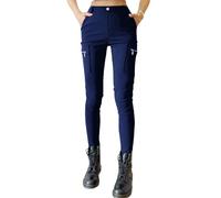 Nuofengkudu Slim Fit Damen Cargohose Zip Taschen High Waist Leggings Stretch Figurbetont Arbeitshose Pull On Tapered Hose Skinny Combat Cargo Pants Belt Loops Gothic Streetwear Alltag Marineblau 2XL