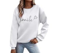 Nuoke Pullover Damen Hoodie Smile Gedruckt Pullover Sweatshirt Langarmed Crew Kragen Hoodies Winter Herbst Kleider Sport Casual Top Street Hemd Top ohne Kapuze Kleidung
