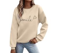 Nuoke Pullover Damen Hoodie Smile Gedruckt Pullover Sweatshirt Langarmed Crew Kragen Hoodies Winter Herbst Kleider Sport Casual Top Street Hemd Top ohne Kapuze Kleidung