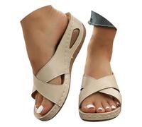 Nuoke Sliders Women, Sandals for Women Shoes Womens Sliders Orthopedic Arch Support Summer Women's Sandals & Slides Slip on Wedge Wide Fit Casual Ladies Shoes Platform Walking Sandal