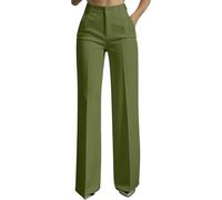 Nuoke Sommerhose Damen leicht, Anzughose Damen 2026 Sommer Hosen Weites Stoffhose Elegante Marlenehose Palazzo Hose Straight Leg Damenhosen Business Outfit Bundfaltenhose Schwarze Stoffhosen Kleidung
