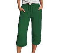 Nuoke Sommerhose Damen Leicht Kurze Hose Damen Sommer Sommerhosen Leicht 3/4 Summer Pants Women Caprihosen Sommerhose 7/8 Leinenhose Kurz Jorts Shorts Hosen Jersey Leinen Musselin Short Strandkleid