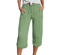 Nuoke Sommerhose Damen Leicht Kurze Hosen Damen Sommer Culotte 3 4 Hose 7/8 Große Größen Sommerhose Leicht Und Luftig Cargohose Caprihosen Shorts Baumwolle Dünne Pants Luftige Short 3/4 Sommerhosen