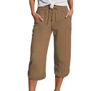 Nuoke Sommerhose Damen Leicht Leichte Sommerhose Damen Sommer Caprihose Weite Hose Leicht 7/8 3/4 Musselin Hosen Kleid Mode Kurz Outfits Curvy Culotte Dreiviertel Dünne Damenhosen Hosenrock Knielang
