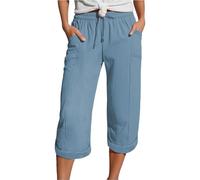 Nuoke Sommerhose Damen Leicht Sommerhosen Damen 3/4 Hose Sommer Musselin Shorts 7/8 Beach Bermuda Leinenhose Kurz Große Größen Sommerhose Kurze Für Knielang Mode Caprihosen Leichte Leicht Und Luftig