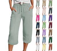 Nuoke Strandkleid Damen, Musselin Kurze Hose Damen 2025 Sommer Leinen Shorts Beach Hosen Sommerhose Leicht Stoffhose Kleid Leinenhose Bluse, Silber XL