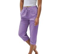 Nuoke Warehouse Deals Angebote, Kurze Hose high Waist Damen, Damen Kurze Hosen, leinen-Schlupfhose, Damenhosen leicht, dünne Sommerhose, sommé for Women, Damenhose mit Gummizug