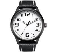 NUOVO Herrenuhr mit weißem großem Zifferblatt, arabischen Ziffern, schwarzem Gürtel, Herrenuhr