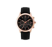 NUOVO Herrenuhr Ros¨¦goldgeh?use mit Schwarzem Zifferblatt Schwarzem Lederarmband Schlichte Business wasserdichte Analoge Quarz Herrenuhr