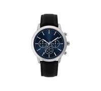 NUOVO Herrenuhr Silbernes Gehäuse mit Blaues Zifferblatt Schwarzem Lederarmband Schlichte Business wasserdichte Analoge Quarz Herrenuhr