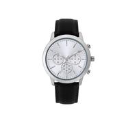NUOVO Herrenuhr Silbernes Gehäuse mit Silbernes Zifferblatt Schwarzem Lederarmband Schlichte Business Wasserdichte Analoge Quarz Herrenuhr