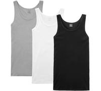 NUOZA Unterhemd Herren Tank Top 3er Pack Feinripp Muskelshirts Baumwolle alle Größen und Farben-Schwarz Weiß Grau,5XL