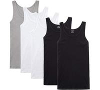 NUOZA Unterhemd Herren Tank Top 5er Pack Feinripp Muskelshirts Baumwolle alle Größen und Farben-Schwarz Weiß Grau,XXL