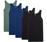 NUOZA Unterhemd Herren Tank Top 5er Pack Feinripp Muskelshirts Baumwolle alle Größen und Farben-Schwarz Blau Olivgrün,4XL