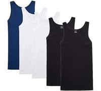 NUOZA Unterhemd Herren Tank Top 5er Pack Feinripp Muskelshirts Baumwolle alle Größen und Farben-Schwarz Weiß Blau,XL