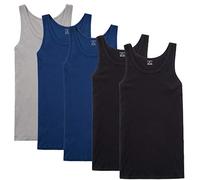 NUOZA Unterhemd Herren Tank Top 5er Pack Feinripp Muskelshirts Baumwolle alle Größen und Farben-Schwarz Blau Grau,4XL