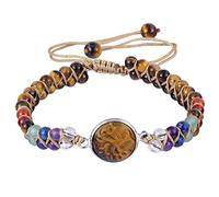 Nupuyai Baum des Lebens 7 Chakra Stein Armband für Frauen und Männer, handgewebte verstellbare Heilkristalle Perlen Armreif für Unisex
