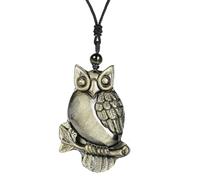 Nupuyai Goldener Obsidian Stein Kette Herren Damen Gravierter Kristall Stein Anhänger Echt Amulett Glücksbringer Reiki Schmuck(Eulen)