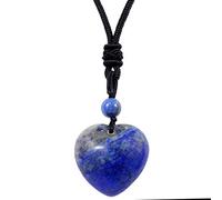 Nupuyai Lapislazuli Kristall Herz Kette für Damen, Liebe Herzstein Anhänger Edelstein Heilstein Halskette Glückskette Reiki Schmuck Geschenk