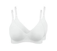Nur Die 2er Pack Baumwoll BH bügelloser doppellagiger Softcup-BH Bra weich bequem unsichtbar nahtlos unter der Kleidung Damen, weiß, 85B