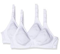 Nur Die 2er Pack Baumwoll BH bügelloser doppellagiger Softcup-BH Bra weich bequem unsichtbar nahtlos unter der Kleidung Damen, weiß, 80B