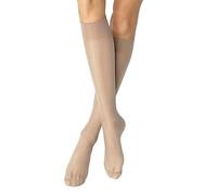 Nur Die 2er Pack Knie 20 DEN transparente Nylon Fein-Kniestrümpfe matt breiter Komfortbund Damen, perle, one size