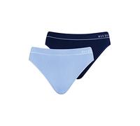 Nur Die 2er Pack Retro Slip Mehrfarbig sportlich Unterhosen aus Baumwolle Unterwäsche Damen, Marine/HELLBLAU, L