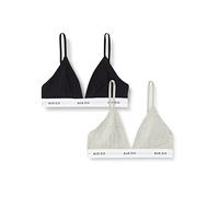 NUR DIE Damen Soft-BH Sportiv 2er Pack - graumelange/schwarz - Größe 40-42