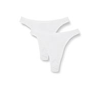 Nur Die 2er Pack String Tanga Mehrfarbig aus Baumwolle Stretch Unterwäsche Unterhosen Basic Mehrpack Damen, weiß, M